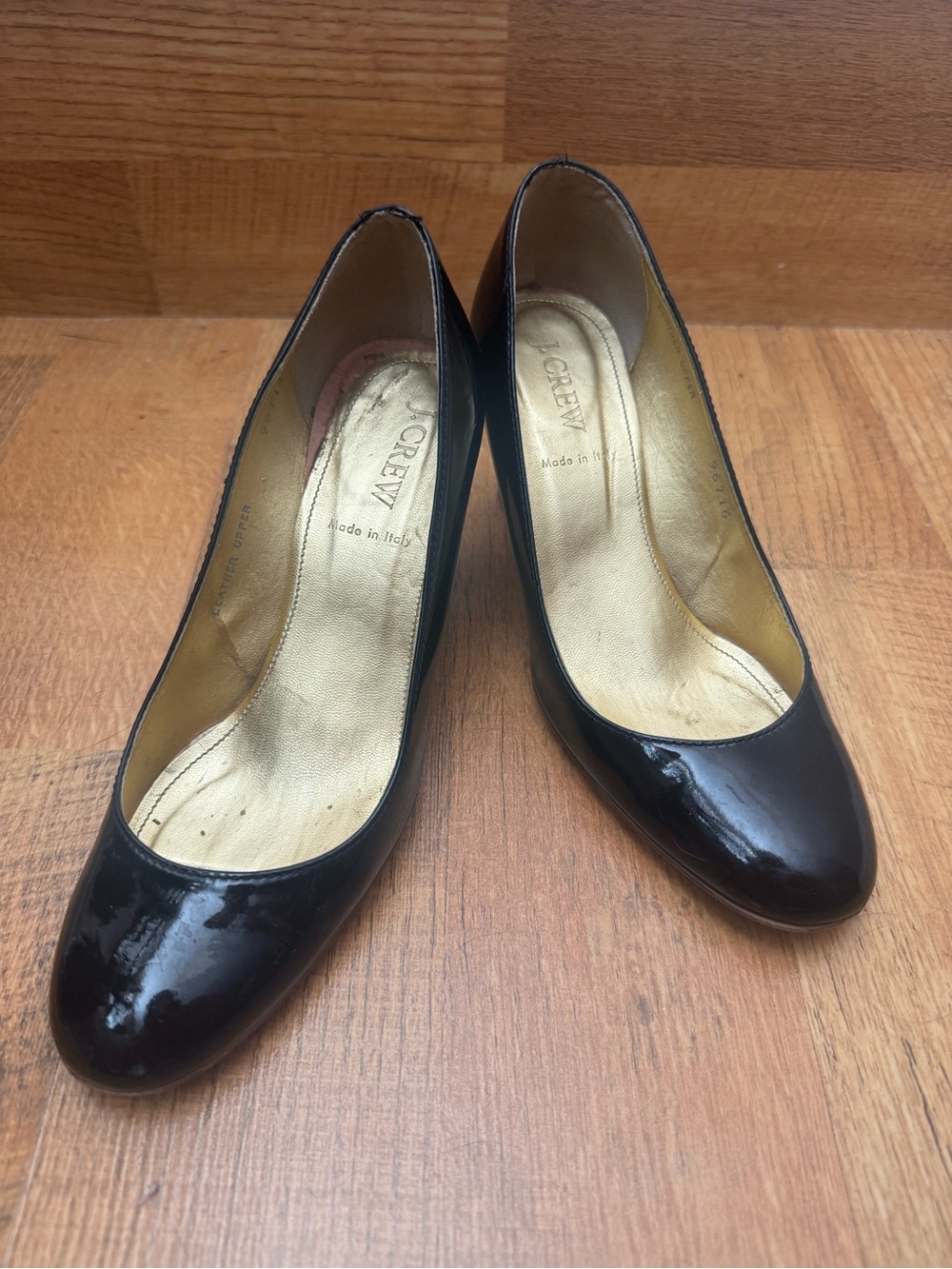 J. Crew Black Patent Leather Round-Toe Pumps